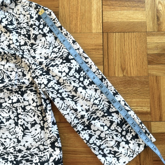 💕Lafayette 148 Blk/Wht Graphic Floral Print Cotton Button Up Shirt 6 EUC - Picture 10 of 11